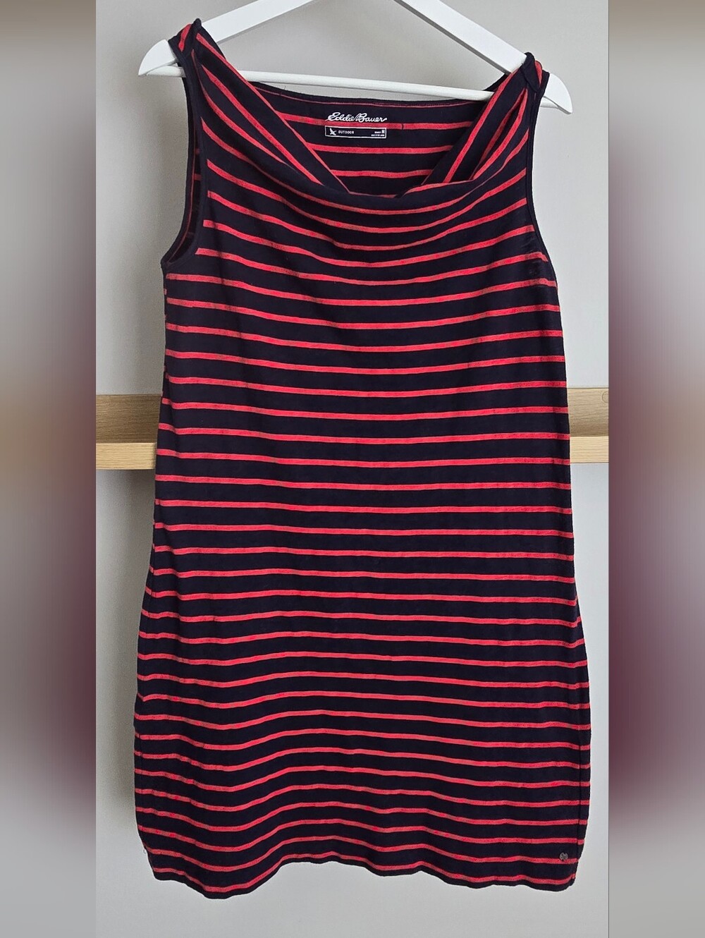 Eddie Bauer Black and Red Striped Sleeveless Mini Dress